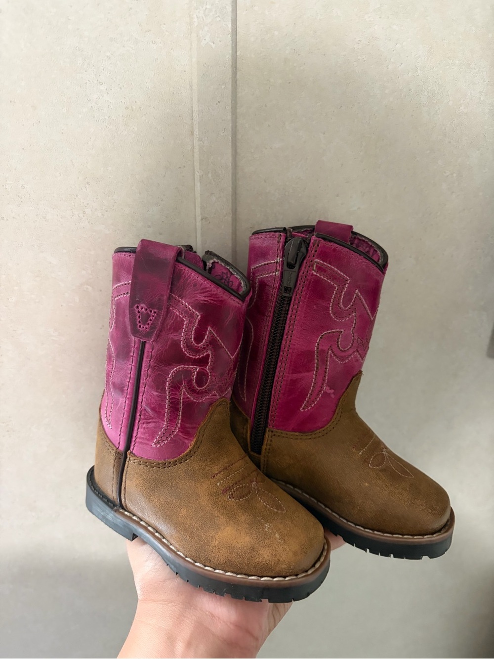 Shyanne Brown and Pink Western Kids Boots